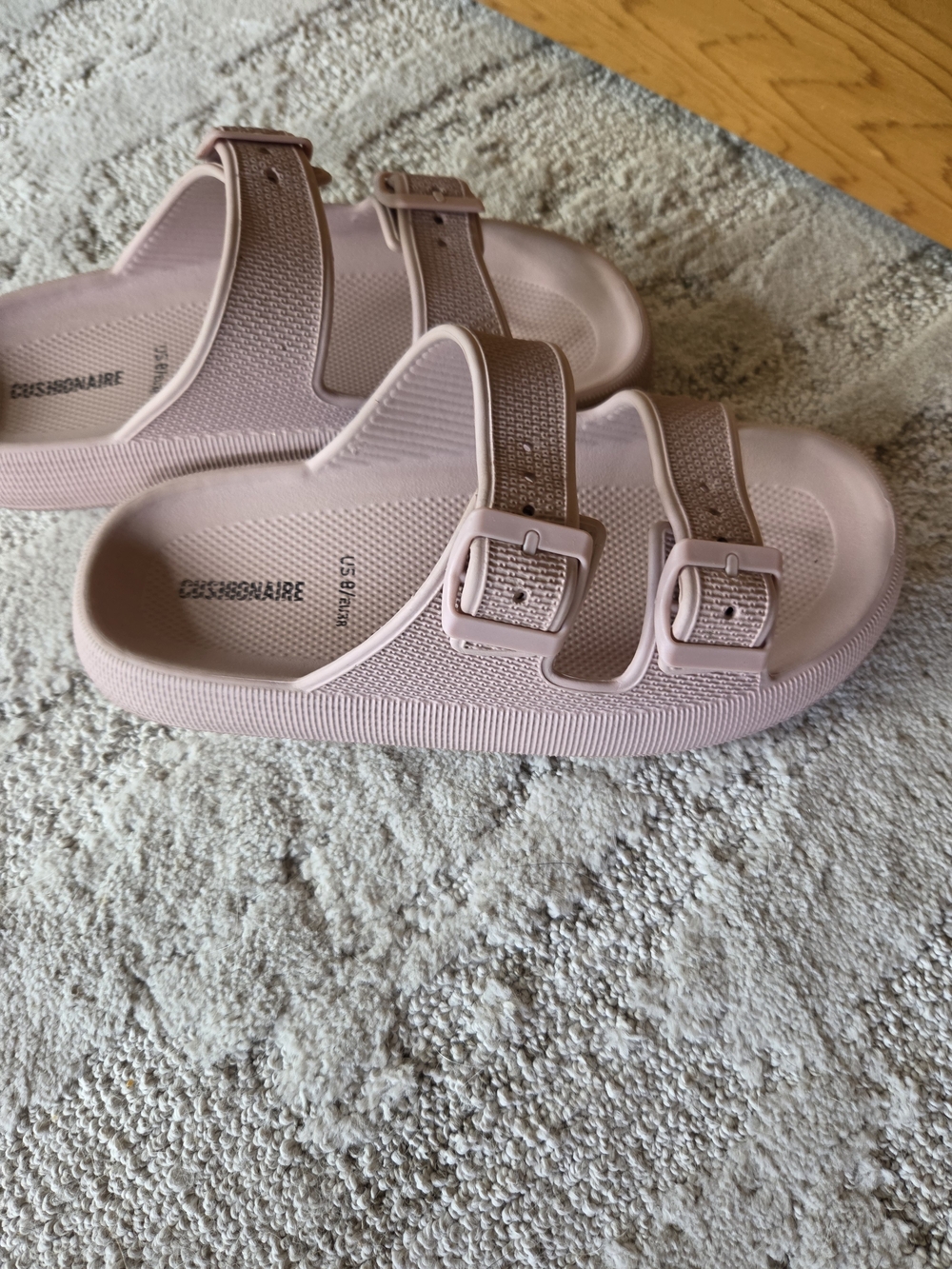 Soft Pink Double-Buckle Slide Sandals, Sz. 8